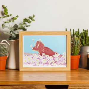Carte dino champ de fleurs